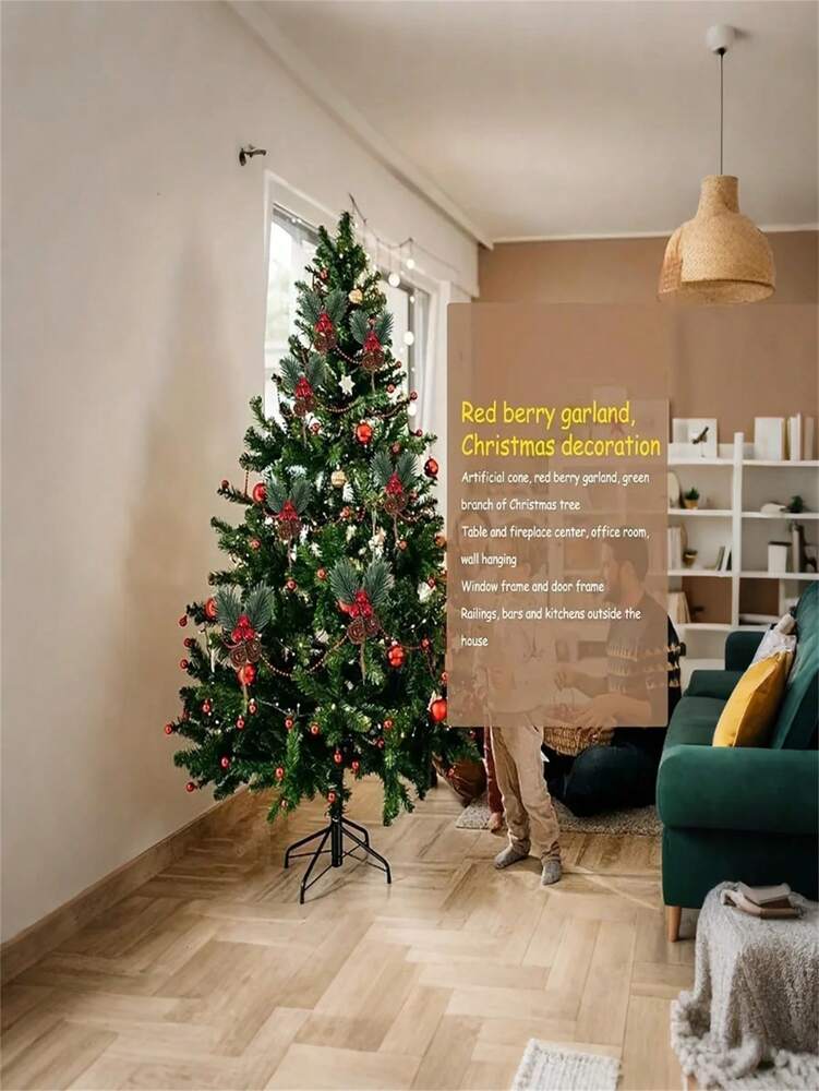 20pcs Artificial Red Berry Pine Branches, Pinecones and Berries Stems for DIY Wreaths, Garlands, Centerpieces, and Holiday Party Decor