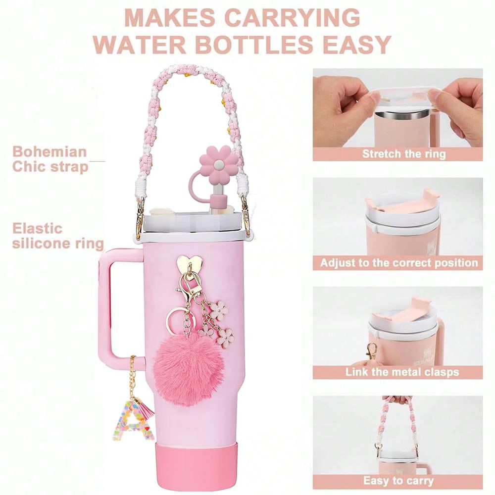 Cup Decoration Accessories, 8–9mm Straw Cap & Silicone Boots Set for 30/40oz Tumblers, Cute DIY Cup Accessories