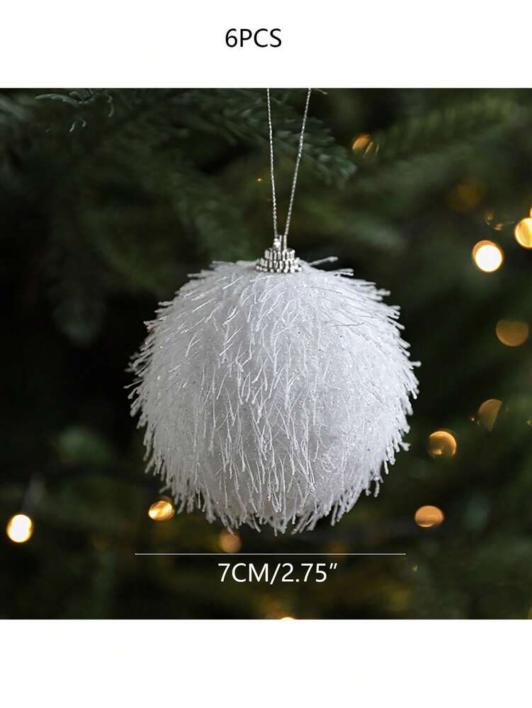 6pcs White Sparkling Foam Christmas Balls, Lightweight Decorative Ornaments for Trees, Weddings, and Holiday Party Decoration Displays