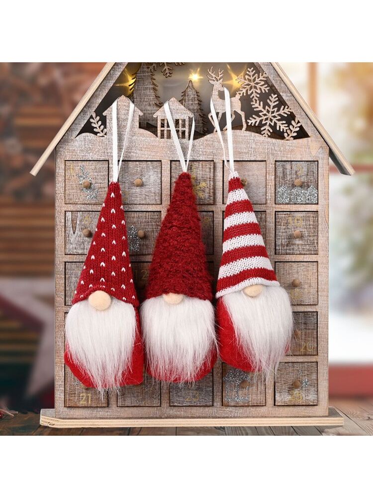 3pcs Knitted Forest Gnome Ornaments, Faceless Plush Dolls for Christmas Tree Decoration, Cute Holiday Figurines for Winter Home and Party Decor