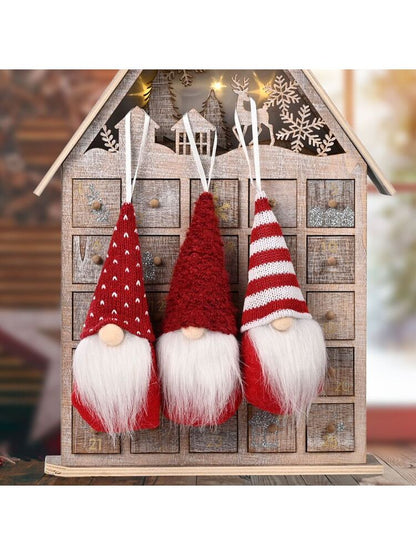 3pcs Knitted Forest Gnome Ornaments, Faceless Plush Dolls for Christmas Tree Decoration, Cute Holiday Figurines for Winter Home and Party Decor