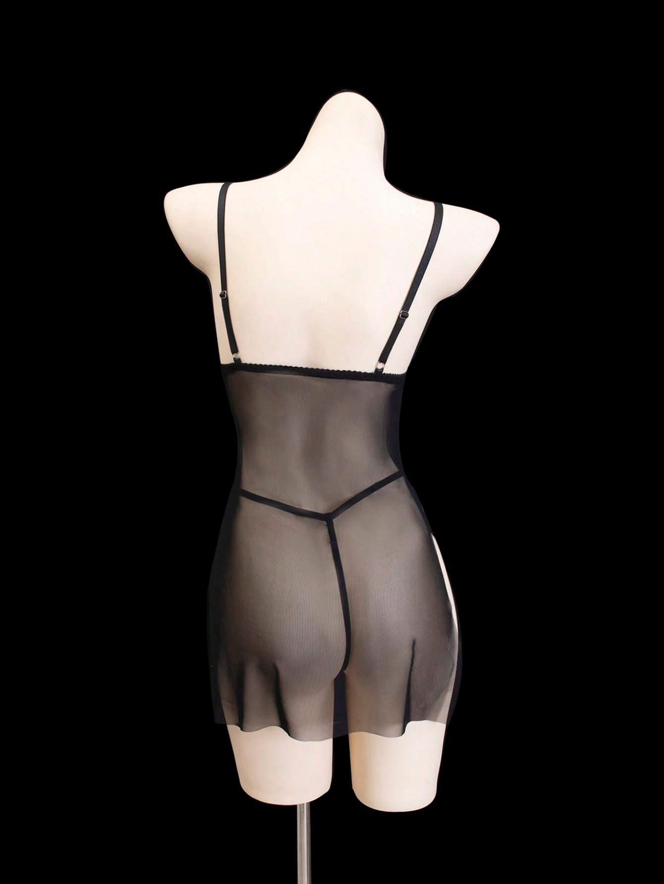 2-Piece Wireless Mesh Lingerie Set with Camisole Dress
