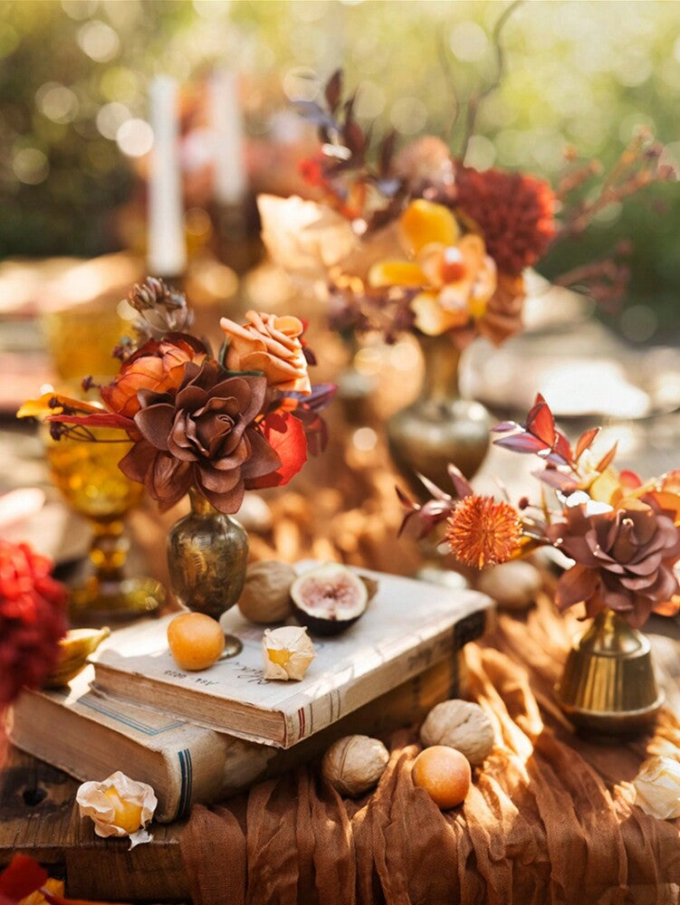 Wrinkled Cheesecloth Table Runner for Weddings and Holidays, Elegant Table Centerpiece Cloth for Christmas Dining, Birthdays, and Romantic Events