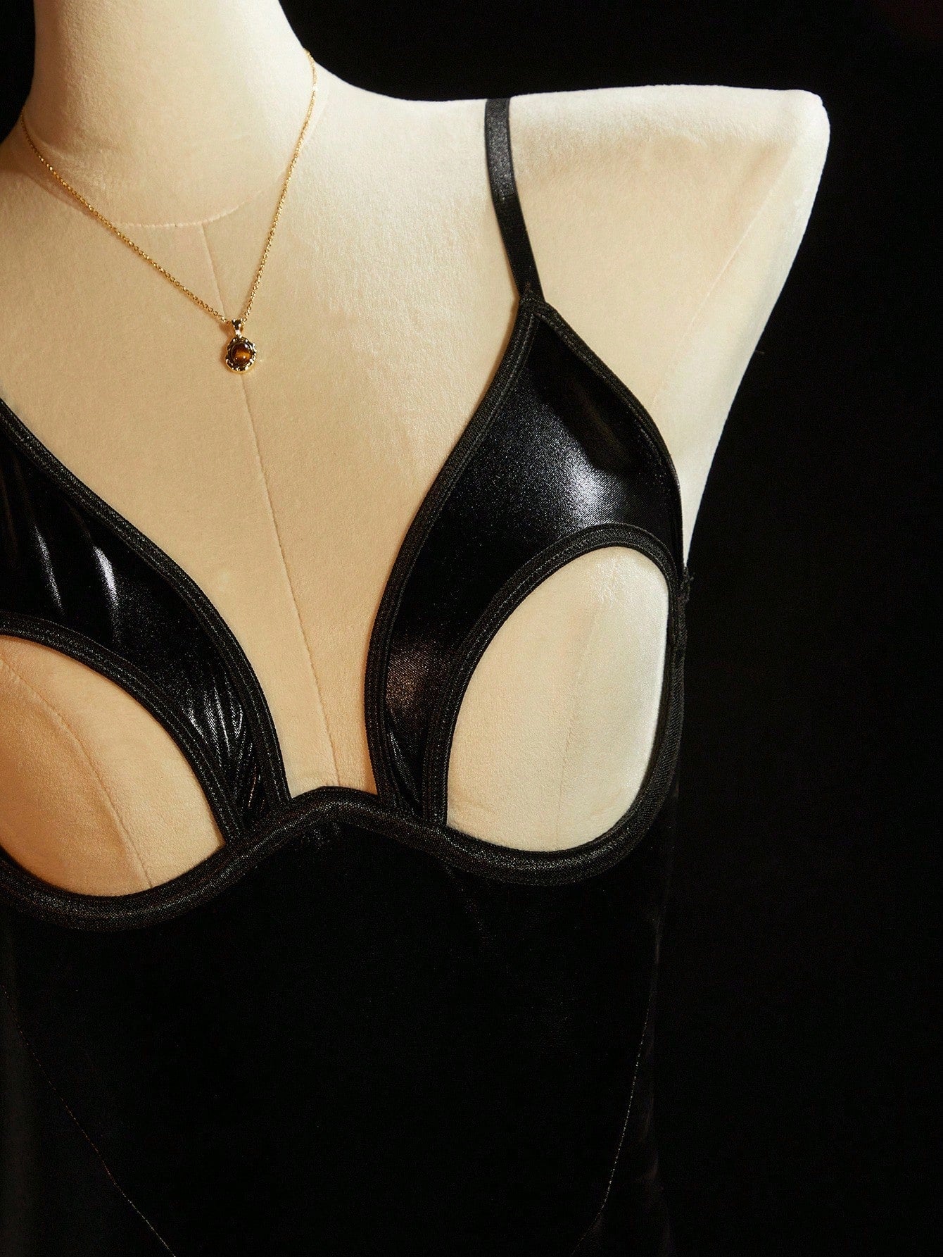 1pc Black Sexy Hollow-Out Backless Bodysuit