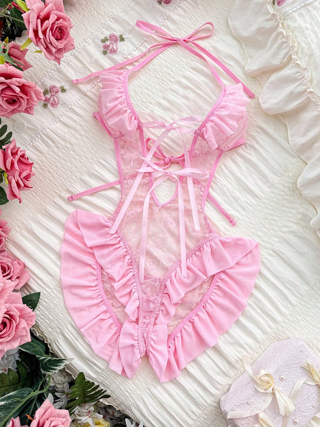 Lace-Up Sexy Bodysuit Lingerie