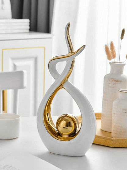 1pc Modern Abstract Resin Art Sculpture, Elegant Handmade Decorative Statue for Living Room, Bedroom or Office Desk, Minimalist Home Decor