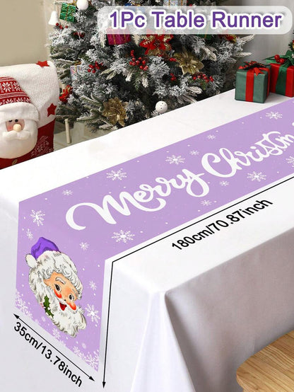 Gingerbread Man Christmas Table Runner, 35x180cm Polyester Holiday Table Flag, Festive Dining Room Décor for Christmas & Winter Home Use