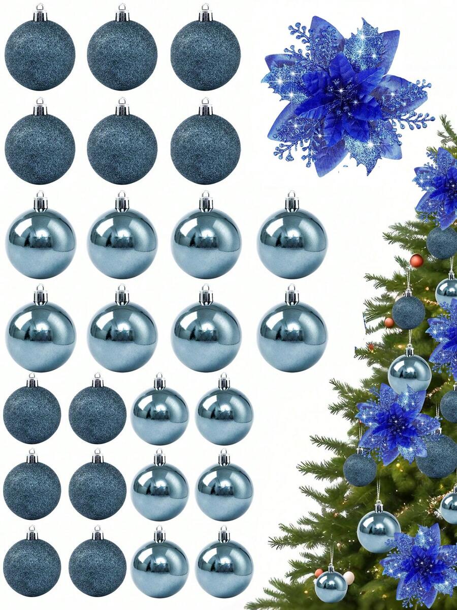 44-Piece Christmas Ball Ornament Set, Shatterproof Hanging Baubles for Christmas Tree, Wedding or Office Decor, Multi-Size Holiday Decorations