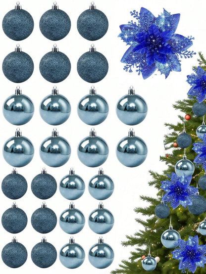 44-Piece Christmas Ball Ornament Set, Shatterproof Hanging Baubles for Christmas Tree, Wedding or Office Decor, Multi-Size Holiday Decorations