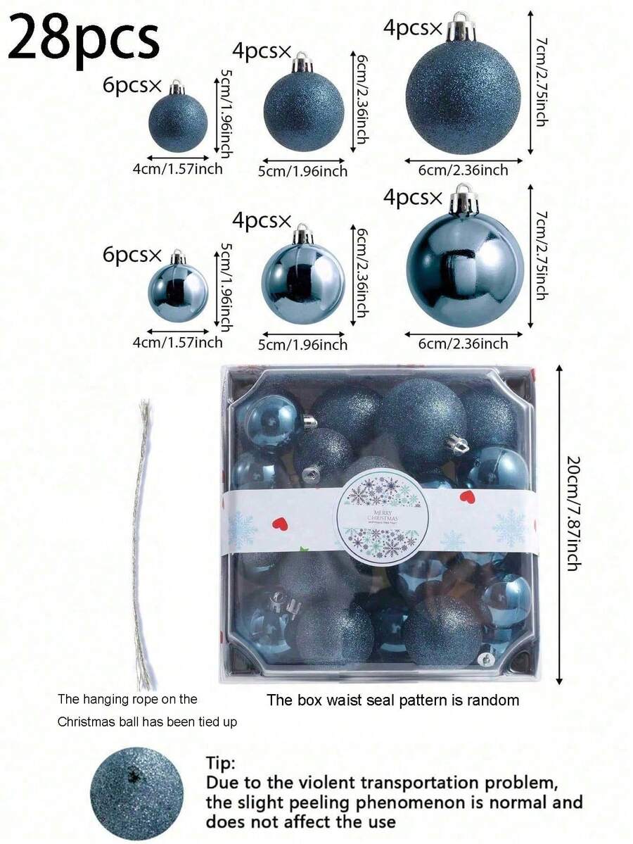 44-Piece Christmas Ball Ornament Set, Shatterproof Hanging Baubles for Christmas Tree, Wedding or Office Decor, Multi-Size Holiday Decorations