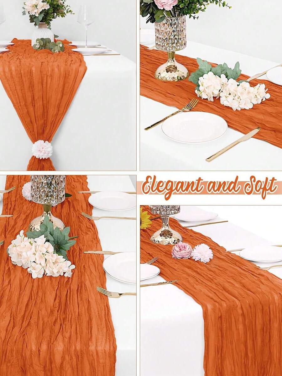 Wrinkled Cheesecloth Table Runner for Weddings and Holidays, Elegant Table Centerpiece Cloth for Christmas Dining, Birthdays, and Romantic Events