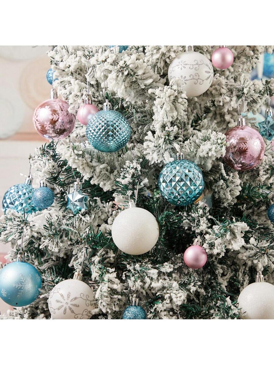 44pcs Sequined Christmas Tree Ball Ornaments, Glitter Decorative Holiday Tree Baubles, Perfect for Christmas Parties and Home Decoration