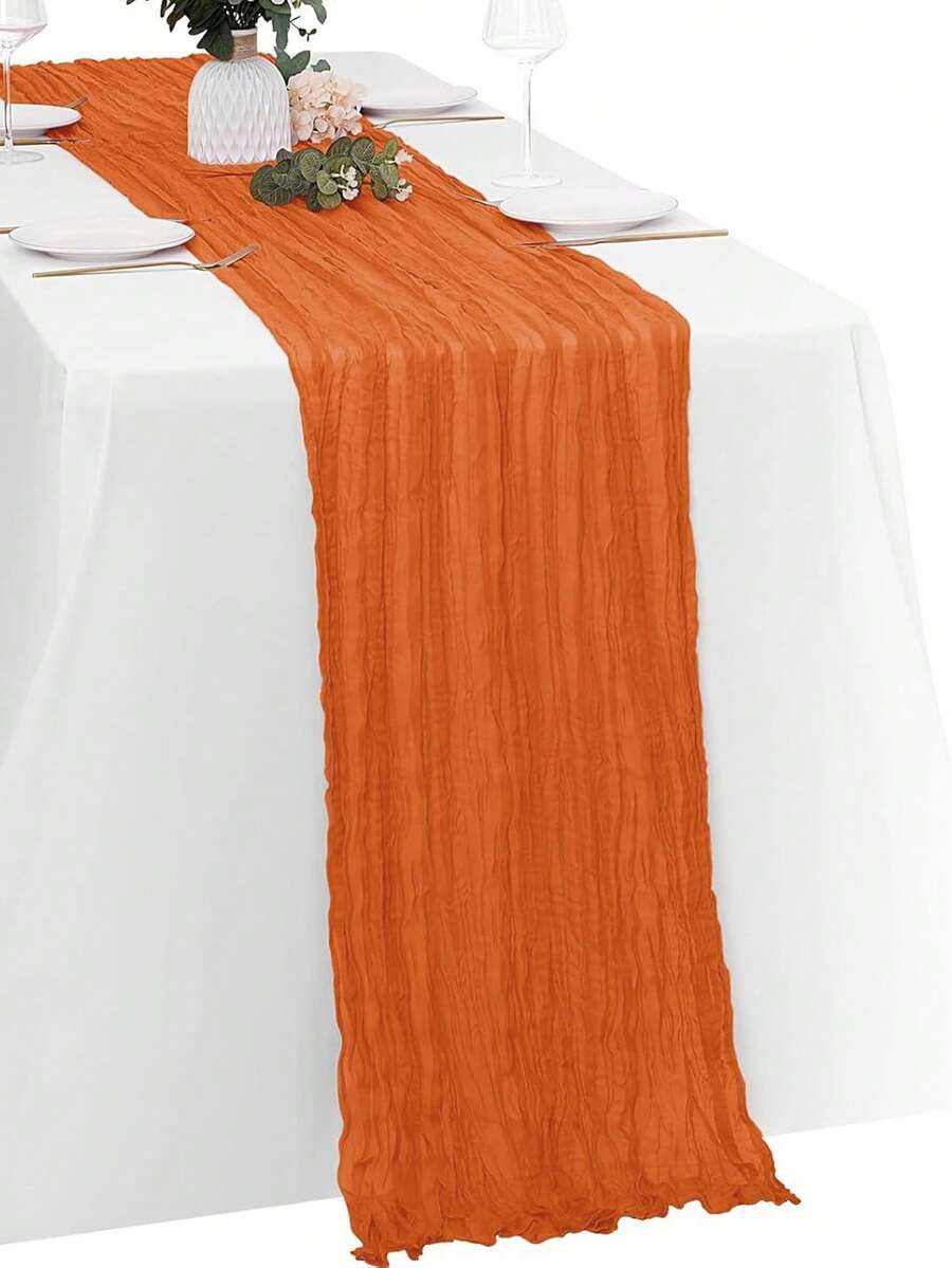 Wrinkled Cheesecloth Table Runner for Weddings and Holidays, Elegant Table Centerpiece Cloth for Christmas Dining, Birthdays, and Romantic Events