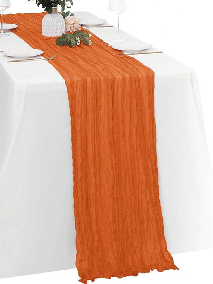 Wrinkled Cheesecloth Table Runner for Weddings and Holidays, Elegant Table Centerpiece Cloth for Christmas Dining, Birthdays, and Romantic Events