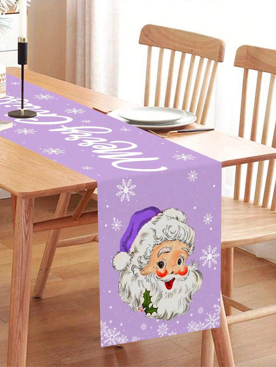 Gingerbread Man Christmas Table Runner, 35x180cm Polyester Holiday Table Flag, Festive Dining Room Décor for Christmas & Winter Home Use