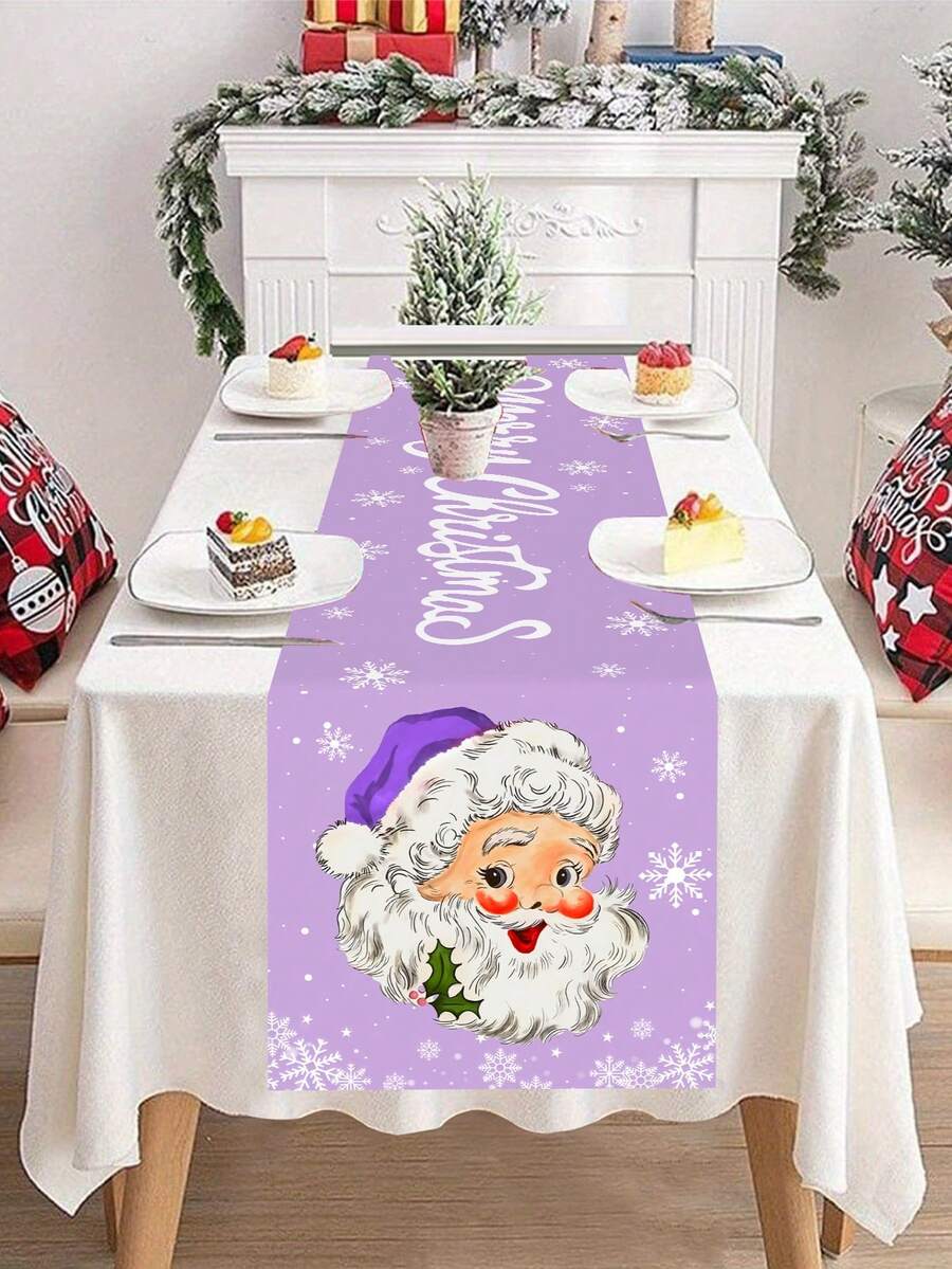 Gingerbread Man Christmas Table Runner, 35x180cm Polyester Holiday Table Flag, Festive Dining Room Décor for Christmas & Winter Home Use