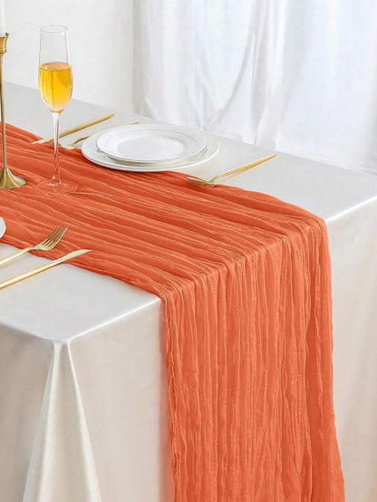 Wrinkled Cheesecloth Table Runner for Weddings and Holidays, Elegant Table Centerpiece Cloth for Christmas Dining, Birthdays, and Romantic Events
