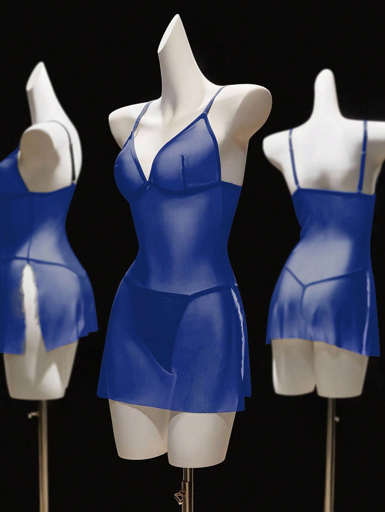 2pcs/Set Women's Wireless Sexy Mesh Lingerie, Including Camisole Dress For Going Out