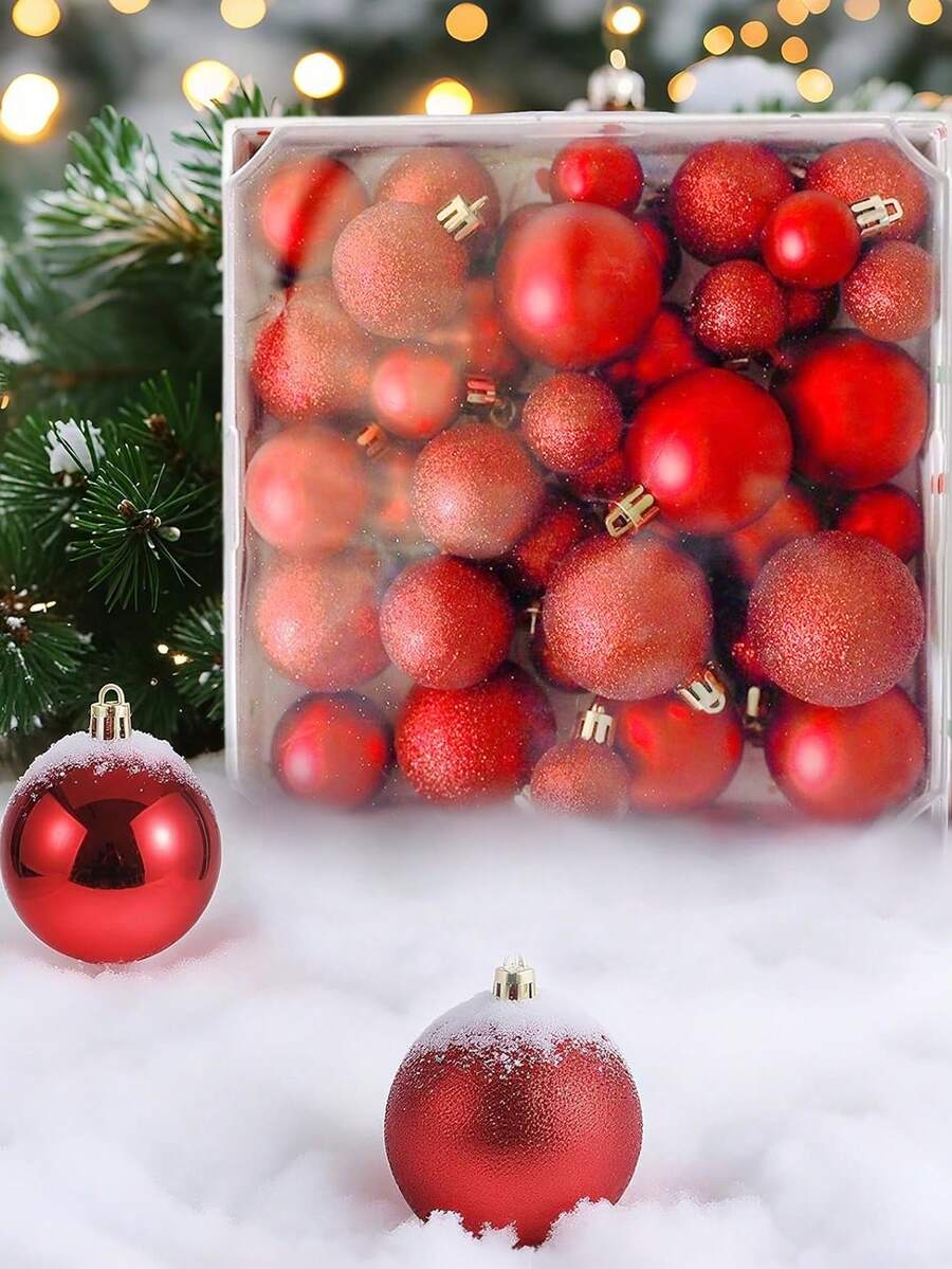 44-Piece Christmas Ball Ornament Set, Shatterproof Hanging Baubles for Christmas Tree, Wedding or Office Decor, Multi-Size Holiday Decorations