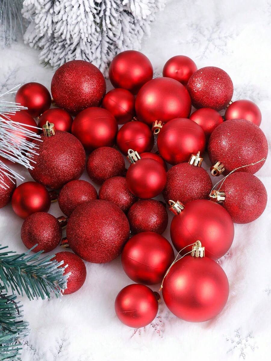 44-Piece Christmas Ball Ornament Set, Shatterproof Hanging Baubles for Christmas Tree, Wedding or Office Decor, Multi-Size Holiday Decorations