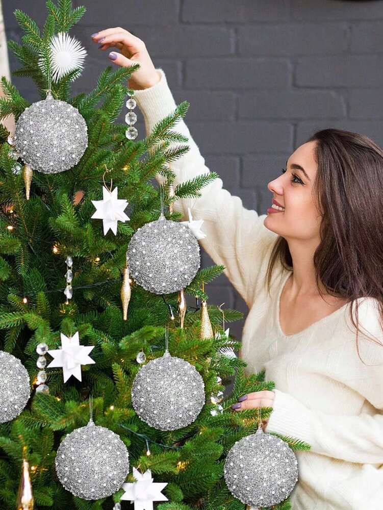 12pcs Champagne Christmas Ball Ornaments, 3.15-Inch Shatterproof Baubles, Elegant Tree Decorations for Weddings, Holidays, and Party Displays