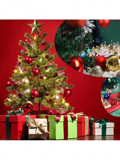 Red Shatterproof Christmas Ball Ornaments (24pcs/1pc), 1.5-Inch Pre-Strung Hanging Tree Decorations, Perfect for Holiday, Wedding, and Party Decor