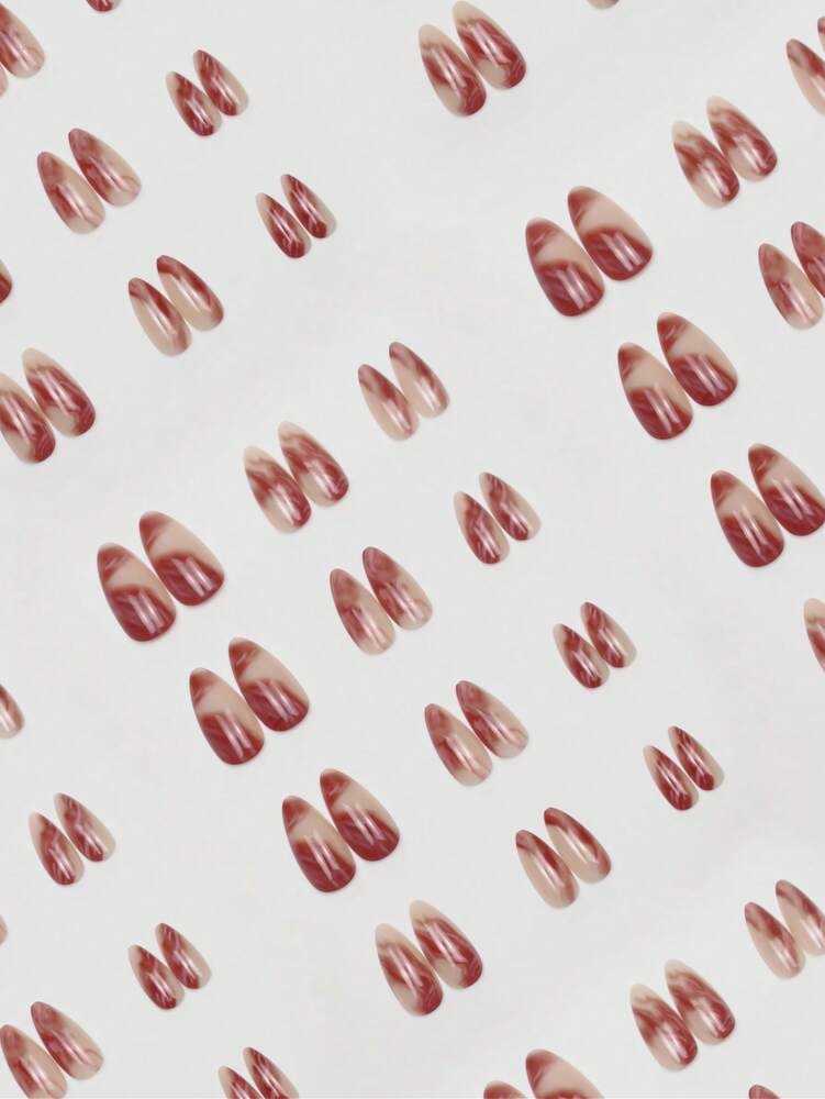 24pcs Medium Almond Press On Nails, Gradient Ombre Design, Elegant Full Cover Acrylic Nails For Women Summer Daily Nail Art Look