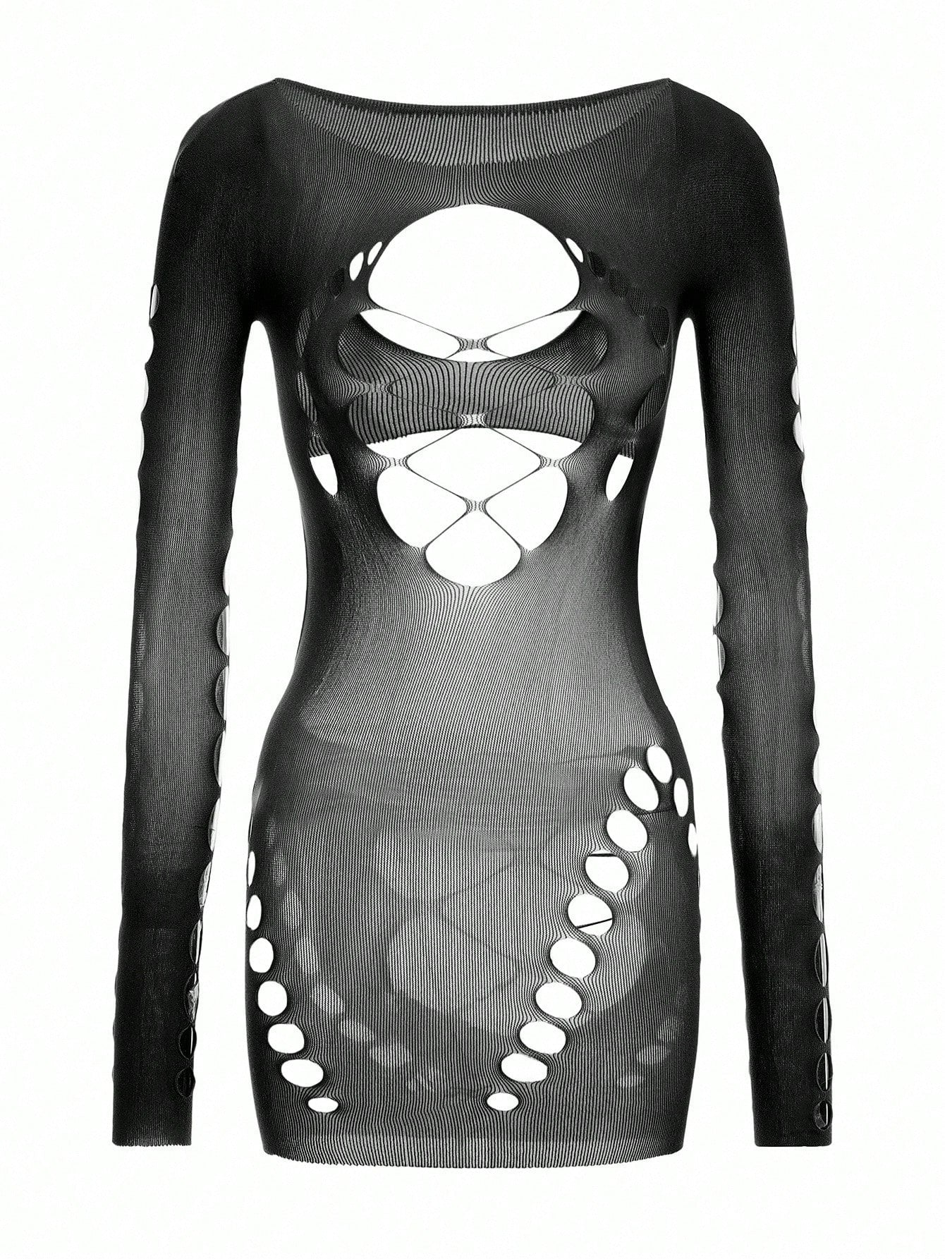 Semi-Sheer Fishnet Bodycon Dress for Party Nightclub and Beach