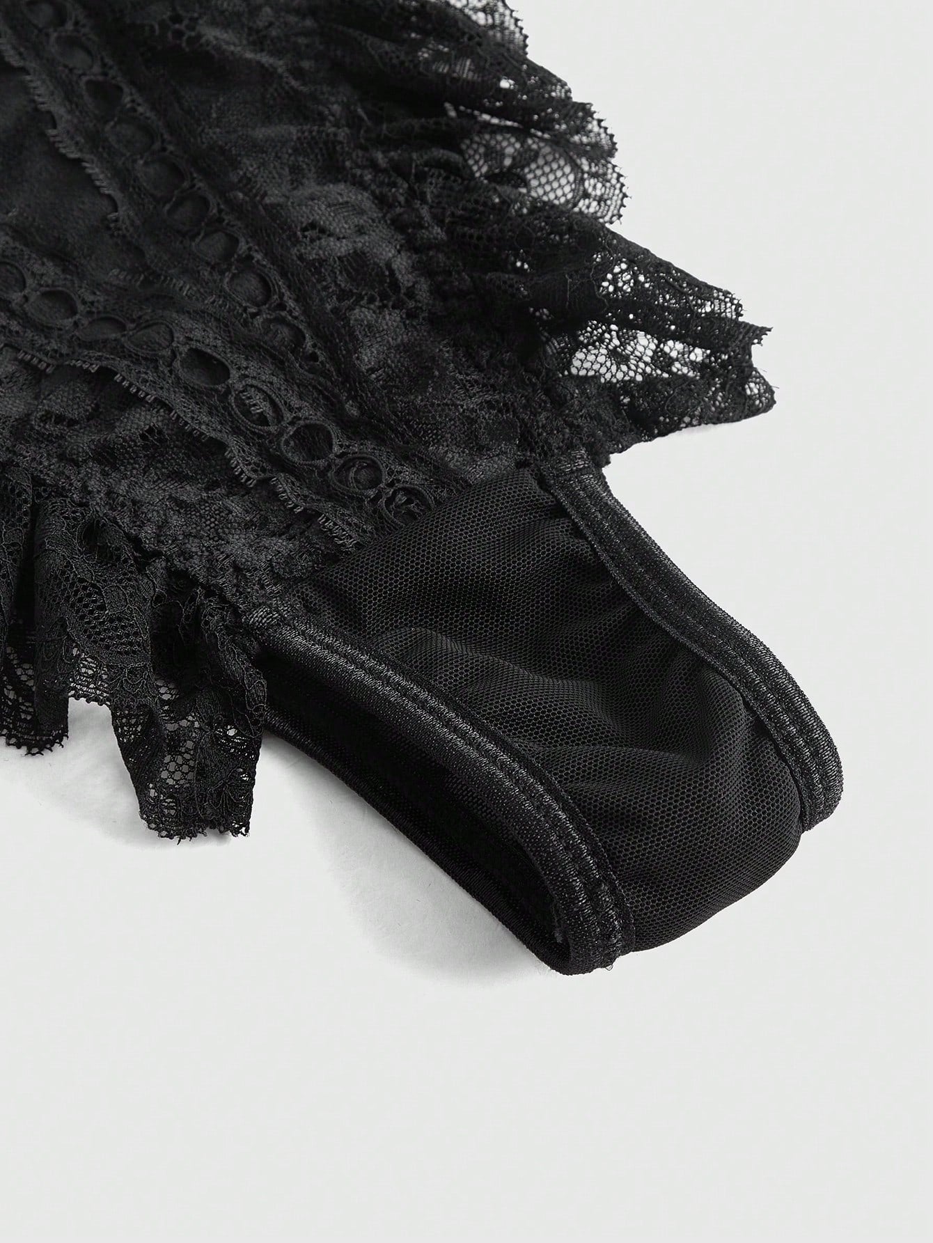 Goth Contrast Lace Sexy Bodysuit Lingerie