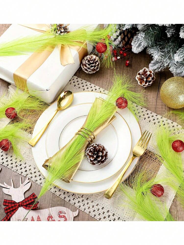 20pcs Christmas Elf Twig Set, Green & Red Artificial Branches with Flashing Orbs for DIY Christmas Tree Toppers, Garlands & Holiday Decor