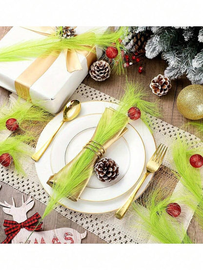 20pcs Christmas Elf Twig Set, Green & Red Artificial Branches with Flashing Orbs for DIY Christmas Tree Toppers, Garlands & Holiday Decor