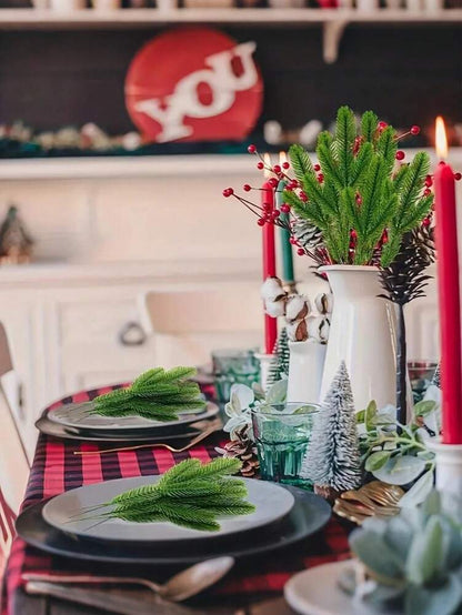 50pcs Artificial Pine Branches, Flexible Green Needles for Christmas Crafts, Tree Fillers, Fireplace Decor, Wreaths, and Gift Packaging