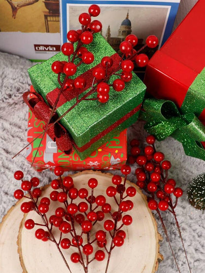 30/20/10/1pcs Artificial Red Berry Stems, Decorative Pip Berry Sprays for DIY Wreaths, Christmas Ornaments, and Winter Floral Arrangements