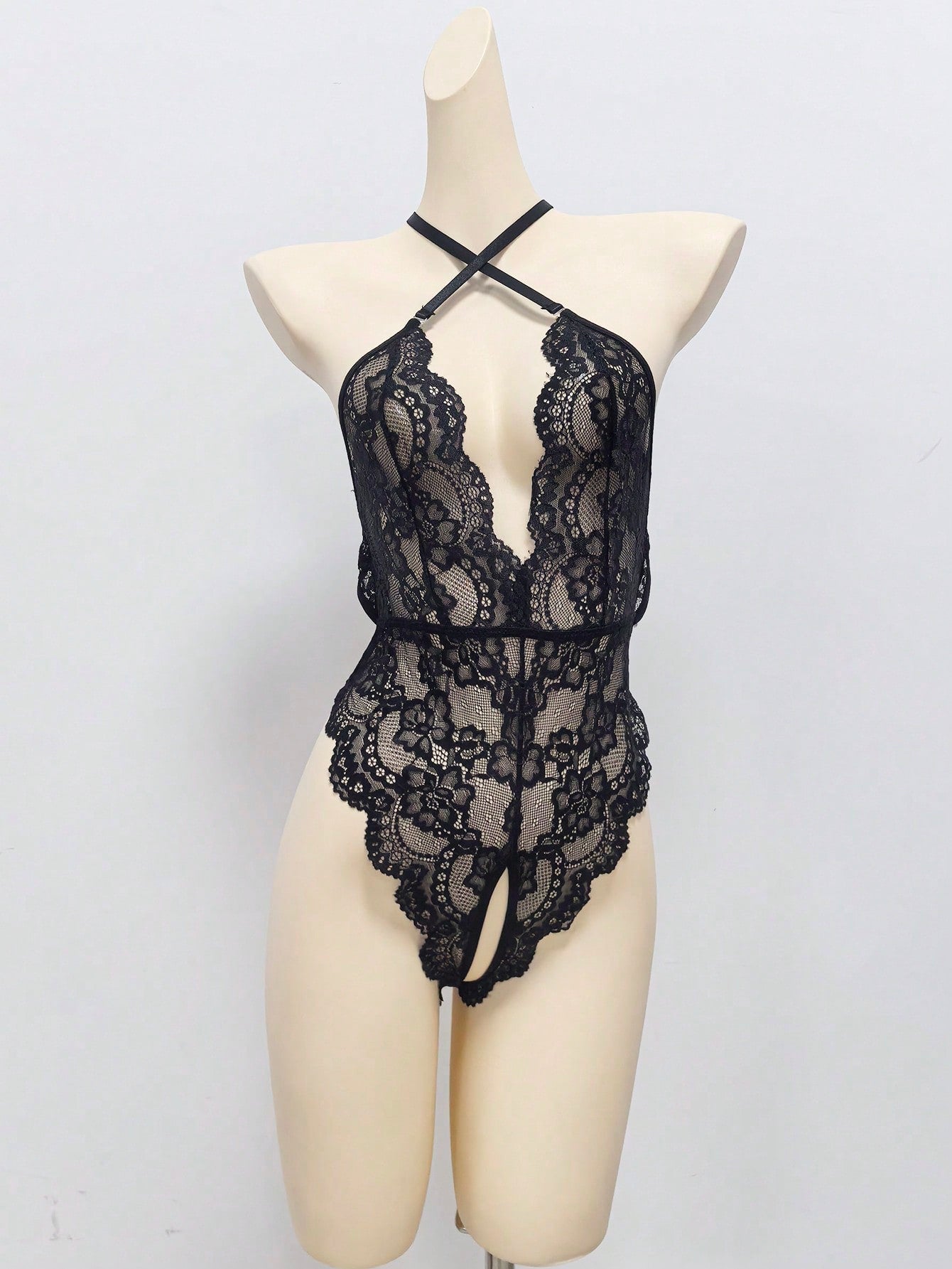 Women Lace Bodysuit With Bow Knot Accent Detail, Smooth Lace Fabric Combination, One-Piece Design With Lightweight Construction, Flexible Fit, Suitable For General Wear And Outfit Styling