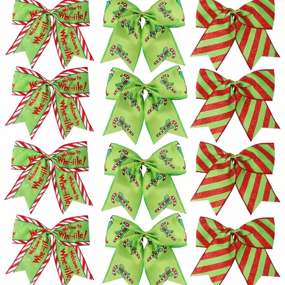 6-Piece Red and Green Christmas Ribbon Set, Large Decorative Wreath and Tree Ribbons for Gift Wrapping, Holiday Crafts, and Outdoor Christmas Decor