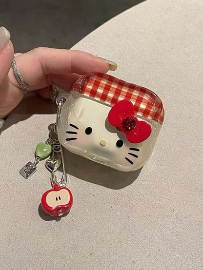 1pc Cartoon Kitty Bluetooth Earbud Case, Cute 3D Heart & Butterfly Protective Cover Compatible with AirPods 1/2/3/Pro, Drop-Resistant Pink Design