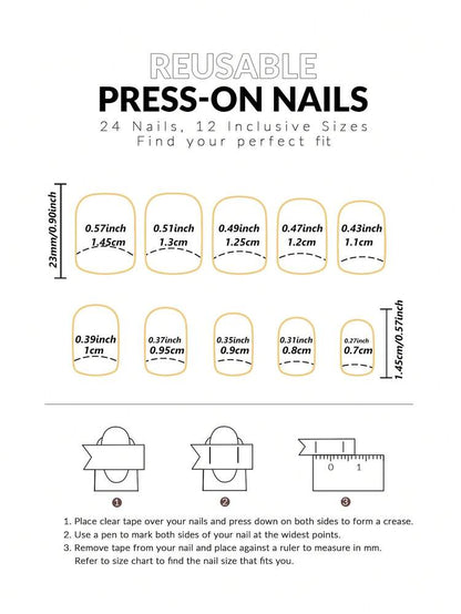 24pcs Medium Square Christmas Press On Nails, Red French Glitter Snowflake Candy Design, Bling Acrylic False Nails For Women Holiday Wear