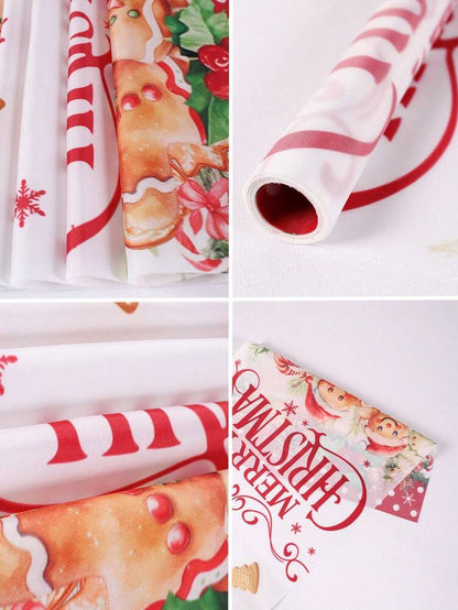 Gingerbread Man Christmas Table Runner, 35x180cm Polyester Holiday Table Flag, Festive Dining Room Décor for Christmas & Winter Home Use