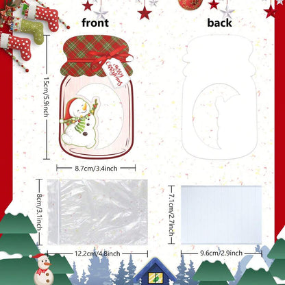 48-Pack Christmas Mason Jar Card and Treat Bag Set, Cute Holiday Party Favors for Classroom Activities, Gift Exchange, and Xmas Stocking Stuffers