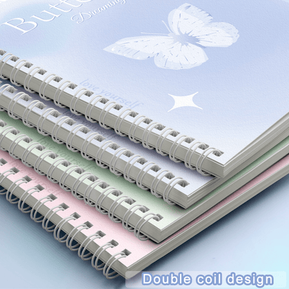 4pcs A5 Spiral Notebooks Set, 120 Pages Each, Butterfly and Love Letter Design, Elegant Lined Journals for School or Office Supplies