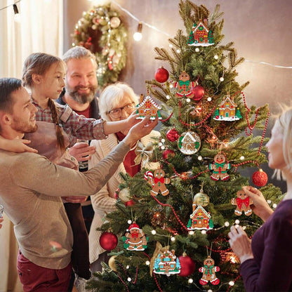 12pcs Gingerbread House Hanging Ornaments, Cute Christmas Tree Decorations for Home, Parties, and Holiday Gift Giving