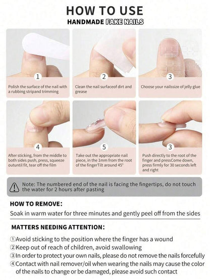 10pcs Short Almond Press On Nails, Cat Eye French Tips With Bow Accent, Elegant Handmade Acrylic Nail Set For Women Wedding Or Party