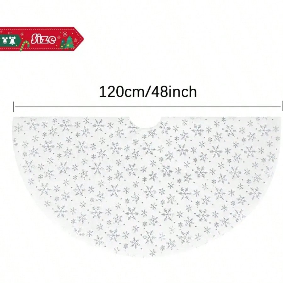 35-Inch White Plush Christmas Tree Skirt, Thick Velvet Tree Base Blanket with Lace Trim, Also Available in 60/90cm, Elegant Holiday Home Decor