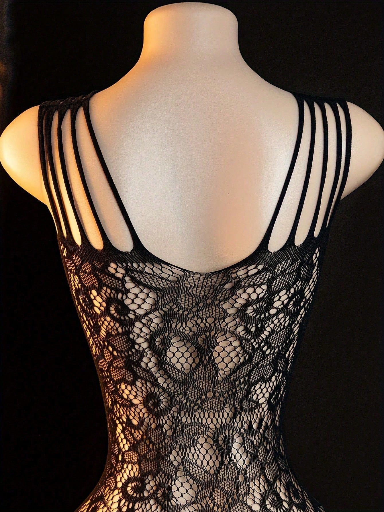 Floral Lace Crotch Jumpsuit See-Through Mesh Lingerie