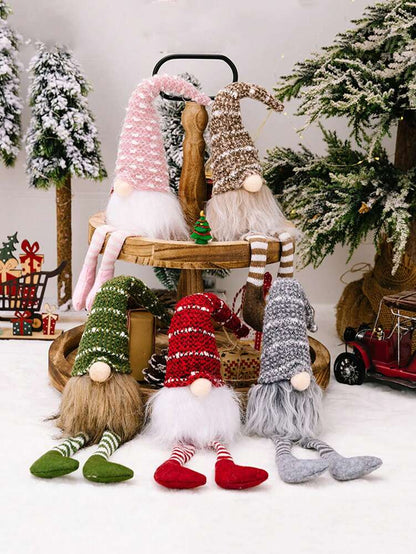 Christmas Faceless Gnome Doll with Spiral Hair, Cute Sitting Elf Decoration for Desks, Tables & Holiday Home or Office Decor