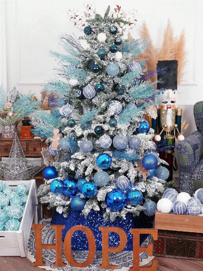 20pcs Glitter Cedar Pine Needles with Sequins, Artificial Blue and Pink Leaves for DIY Garlands, Wedding Bouquets, and Winter Holiday Home Decor