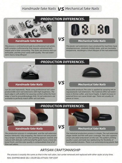 10pcs Long Coffin Christmas Press On Nails, Red And Green Design With Glitter Snowflake Charms, Acrylic Nail Set For Women Holiday Party Gift