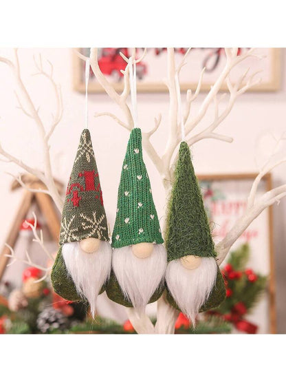 3pcs Knitted Forest Gnome Ornaments, Faceless Plush Dolls for Christmas Tree Decoration, Cute Holiday Figurines for Winter Home and Party Decor