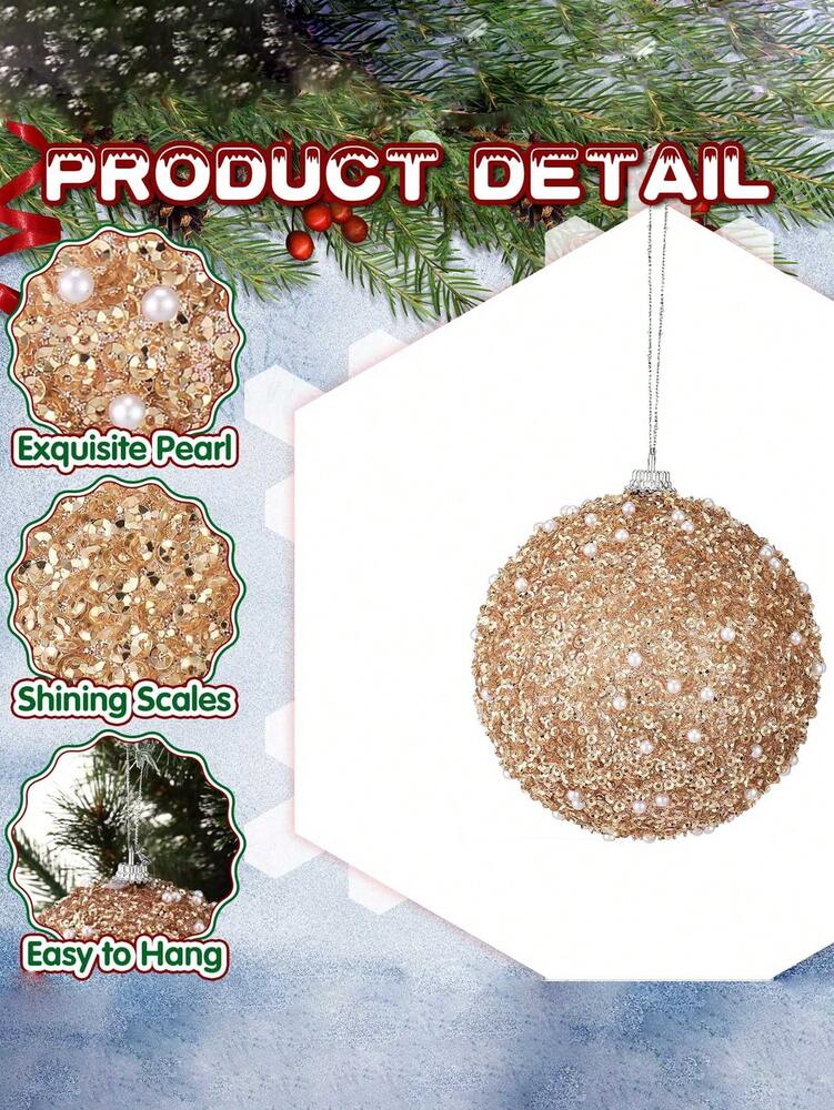 12pcs Champagne Christmas Ball Ornaments, 3.15-Inch Shatterproof Baubles, Elegant Tree Decorations for Weddings, Holidays, and Party Displays