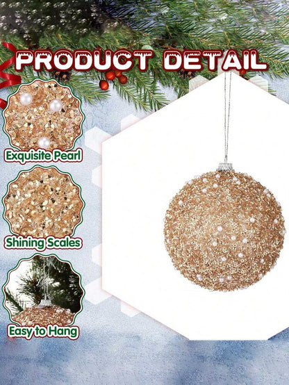 12pcs Champagne Christmas Ball Ornaments, 3.15-Inch Shatterproof Baubles, Elegant Tree Decorations for Weddings, Holidays, and Party Displays